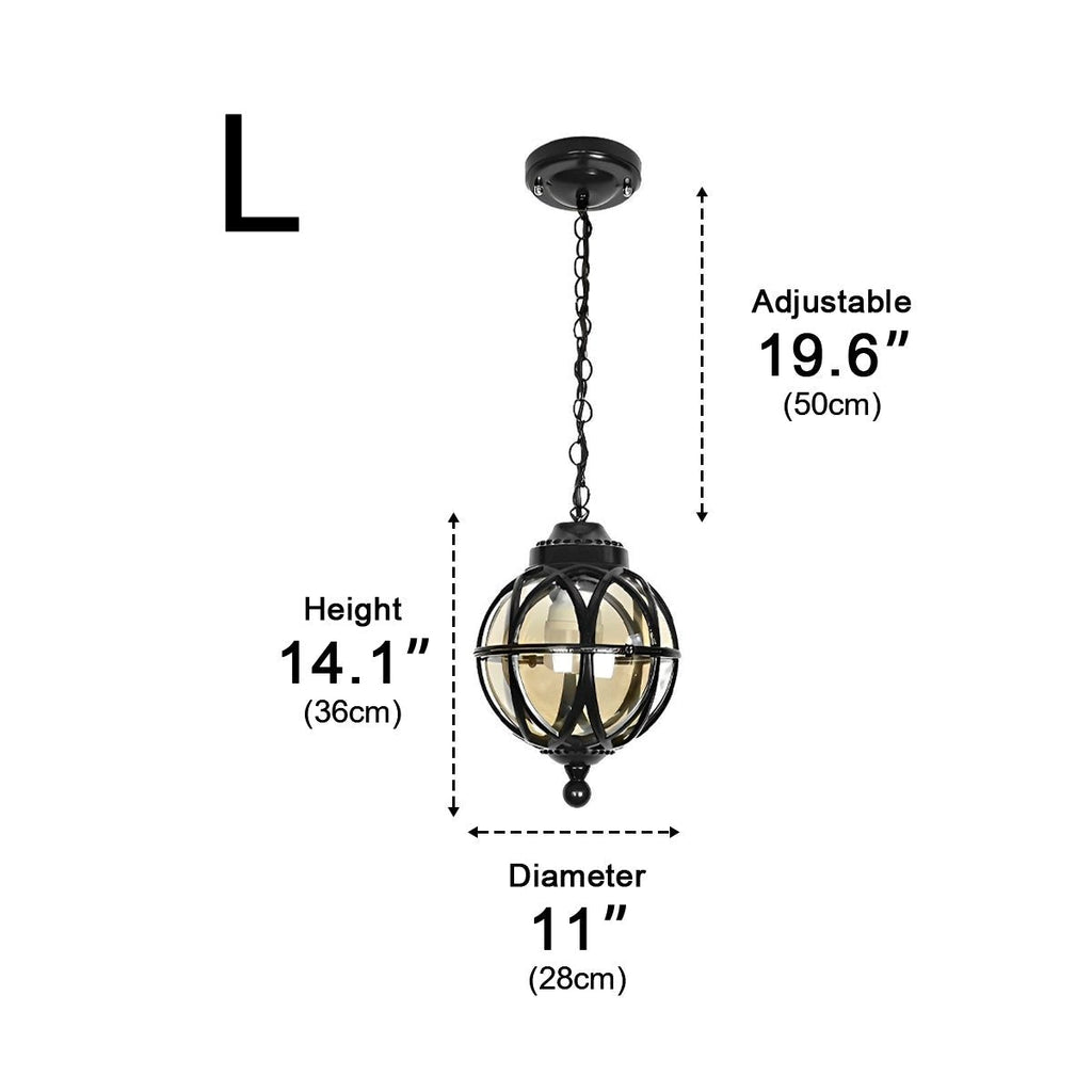 Outdoor Glass Ball Chandelier – dimensions diagram, 36 cm high
