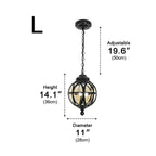 Outdoor Glass Ball Chandelier – dimensions diagram, 36 cm high