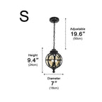 Outdoor Glass Ball Chandelier – dimensions diagram, 24 cm high