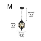 Outdoor Glass Ball Chandelier – dimensions diagram, 29 cm high