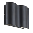 Black Up & Down Outdoor Wall Light – white background, angled view, double wave shape
