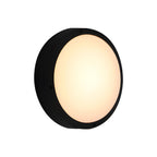 Round Outdoor LED Porch Wall Light – lit, white background