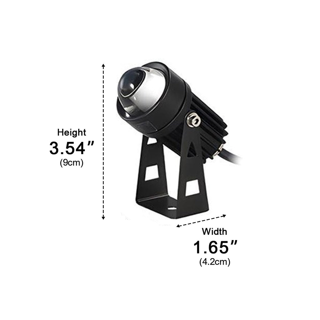 High Output Outdoor LED Spotlight – dimensions diagram, 9 cm high, 4.2 cm wide