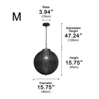 Black Rattan Outdoor Pendant Lantern – dimensions diagram, size medium, 40 cm wide