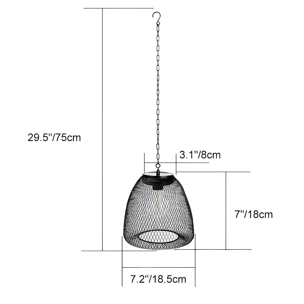 Solar Bell Outdoor Pendant Lantern – dimensions diagram, 18.5 cm