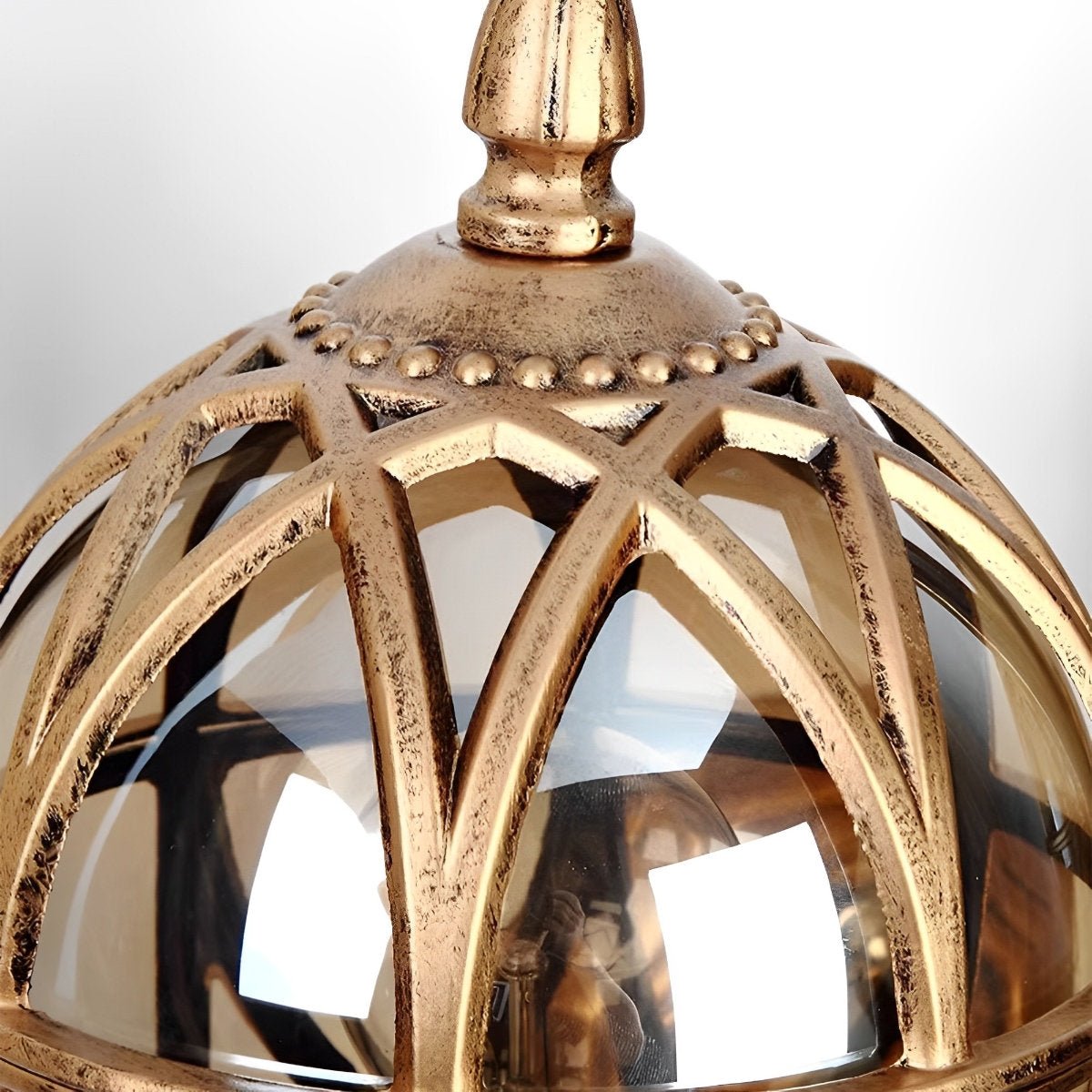 Bird's Nest Outdoor Wall Lantern – close-up of the domed cage top