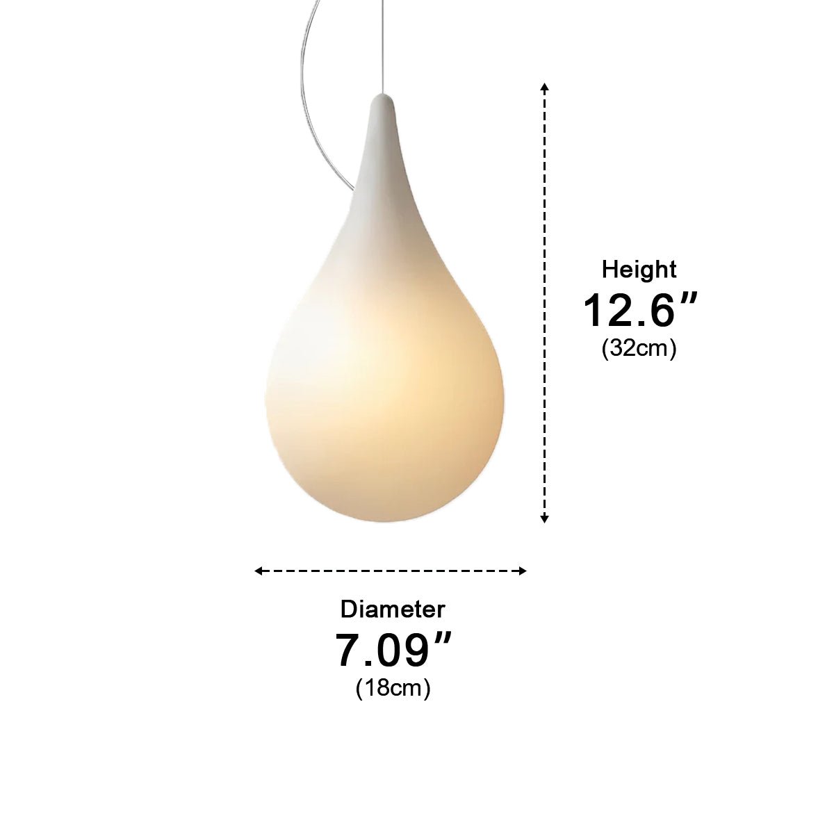 Water Drop Outdoor Pendant Light – dimensions diagram, 32 cm height
